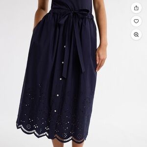 SMALL 2-6   Free Assembly Cotton Eyelet Midi Skirt